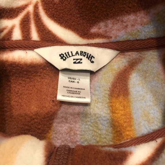 Billabong Casual Fling Half Zip Polar Fleece Sweater Brown women’s L - Picture 10 of 11